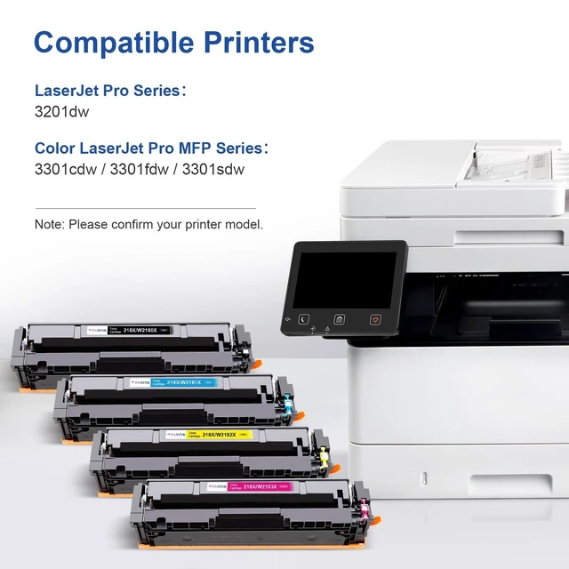 Alt view image 7 of 10 - PANINK 218X Toner Cartridges 4 Pack High Yield (No Chip) Replacement for HP 218A 218X W2180A W2180X Toner Cartridge Set Compatible with HP Color Pro MFP 3301fdw 3301cdw 3201dw 3301sdw Printer