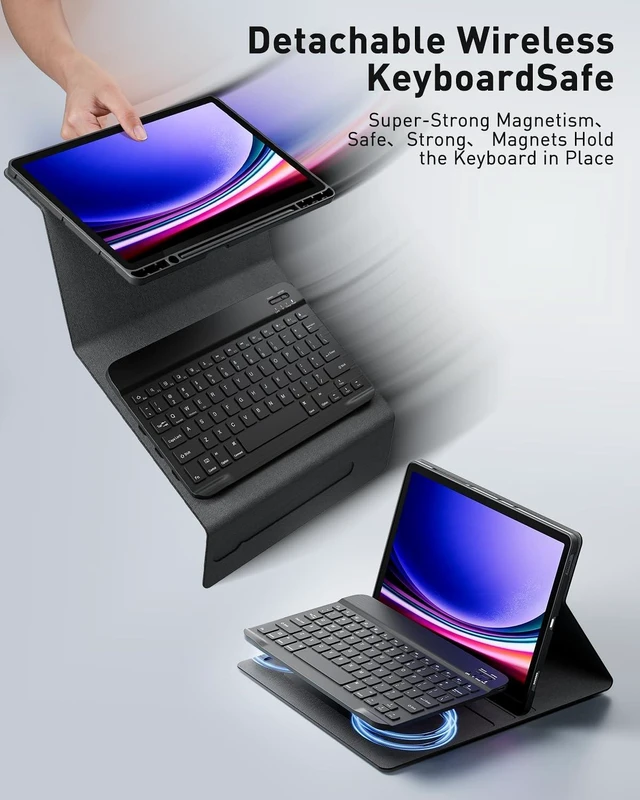 Alt view image 11 of 14 - Case Keyboard for Samsung Galaxy Tab A9+ / A11+ Plus 2023/2025 11 Inch - Mouse and Detachable Magnetic Keyboard, Slim Case with S Pen Holder, Auto Sleep/Wake (Black)