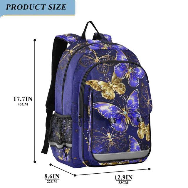 Alt view image 7 of 10 - ALAZA Purple and Gold Butterfly Laptop Backpack Purse for Women Men Travel Bag Casual Daypack with Compartment & Multiple Pockets