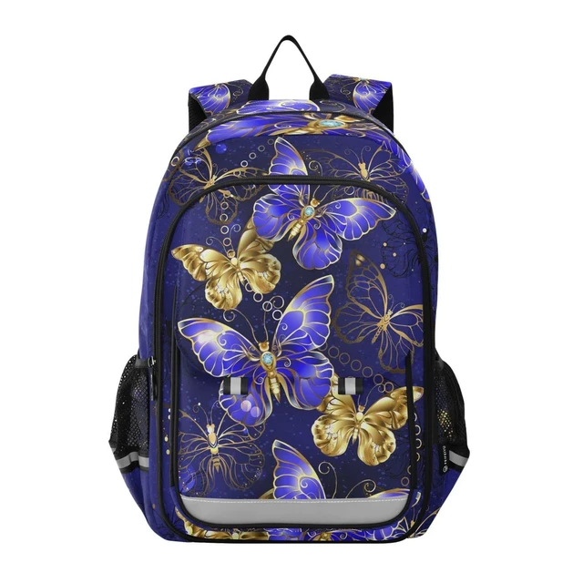 Alt view image 6 of 10 - ALAZA Purple and Gold Butterfly Laptop Backpack Purse for Women Men Travel Bag Casual Daypack with Compartment & Multiple Pockets