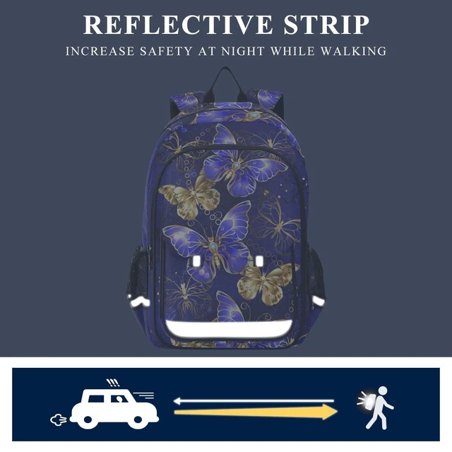 Alt view image 10 of 10 - ALAZA Purple and Gold Butterfly Laptop Backpack Purse for Women Men Travel Bag Casual Daypack with Compartment & Multiple Pockets