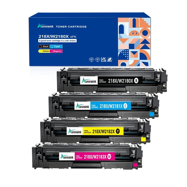 Alt view image 6 of 10 - 218X Toner Cartridges 4 Pack (No Chip) Replacement for HP 218A 218X Toner Cartridges for Color Laserjet Pro 3201dw MFP 3301fdw 3301cdw 3301sdw Printer W2180XBlack Cyan Yellow Magenta