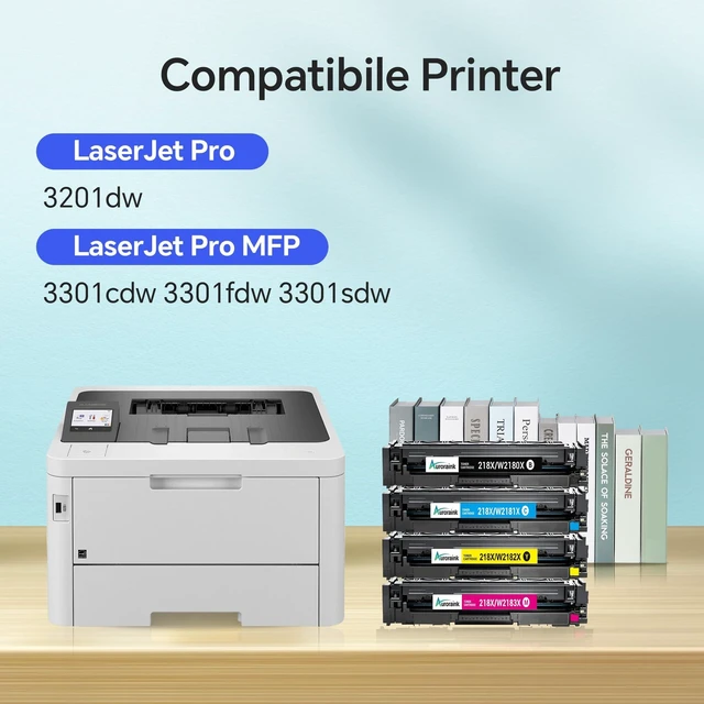 Alt view image 7 of 10 - 218X Toner Cartridges 4 Pack (No Chip) Replacement for HP 218A 218X Toner Cartridges for Color Laserjet Pro 3201dw MFP 3301fdw 3301cdw 3301sdw Printer W2180XBlack Cyan Yellow Magenta