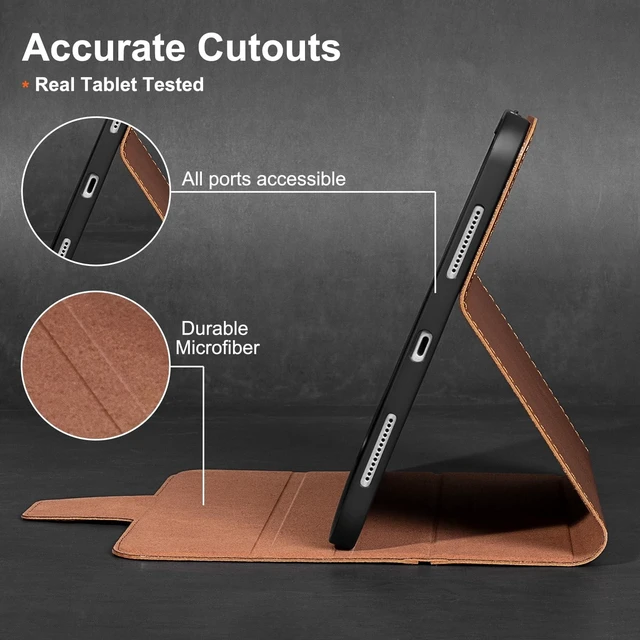 Alt view image 10 of 10 - Gexmil Premium Leather Case for iPad mini 7 (A17 Pro) 2024 / iPad mini 6 Generation 2021 8.3 Inch,Pencil Holder, Magnetic Closure,Shockproof Cowhide Cover,Adjustable Stand,Vegetable Tanned Brown