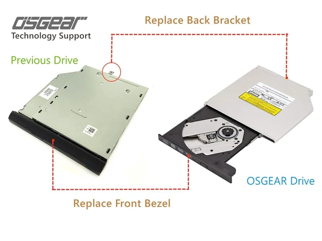Alt view image 10 of 10 - OSGEAR Internal 9.5mm slim SATA 8x DVDRW CD DVD RW Rom Burner Writer Laptop PC Optical Drive Device Tray Loading