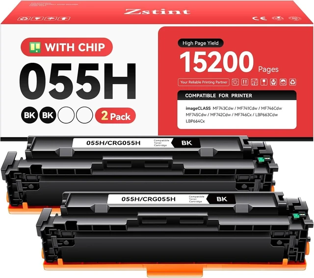 Alt view image 7 of 12 - 055H 055 Black Toner Cartridge Set 2-Pack High Capacity Replacement for Canon 055H 055 Compatible for Canon Color imageCLASS MF743Cdw MF741Cdw MF745Cdw MF746Cdw LBP664Cdw MF743 MF741 Laser Printer Ink