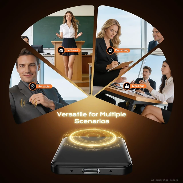 Alt view image 13 of 14 - Voice Activated Recorder 64GB - Double-Sided Magnetic Voice Recorder with AI Noise Reduction, Holds 6000 Hours of Audio, Recording Device for Lectures, Meetings and Interviews