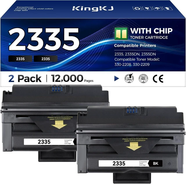 Alt view image 7 of 12 - HX756 2335 Toner Cartridge Black 2-Pack High-Yield Replacement for Dell CR963 HX756 NX993 NX994 330-2208 R189G 330-2209 Toner Compatible for Dell 2335 2335DN 2355DN Laser Printer Ink All-in-One Copier