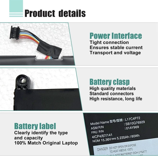 Alt view image 10 of 14 - L17C4P72 L17M4P72 L18M4P71 Laptop Battery Compatible with Lenovo ThinkPad X1 Extreme 1st Gen/2nd Gen ThinkPad P1 1st Gen/P1 Gen 2 Series Notebook SB10Q76928 01AY968 SB10S57317 01YU911