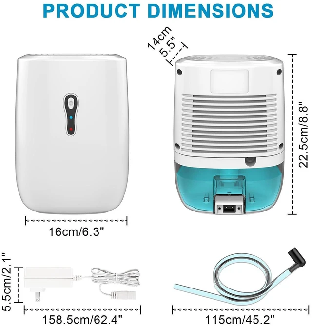 Alt view image 9 of 14 - Dehumidifier with Drain Hose. Small Portable Dehumidifier. Auto-OFF. Drain Hose for Continuous Drainage. Effective for Small Bathroom Pantry Closet Basement Wardrobe Gun safe RV Trailer Camper
