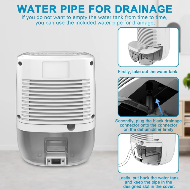 Alt view image 13 of 14 - Dehumidifier with Drain Hose. Small Portable Dehumidifier. Auto-OFF. Drain Hose for Continuous Drainage. Effective for Small Bathroom Pantry Closet Basement Wardrobe Gun safe RV Trailer Camper