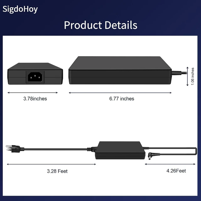 Alt view image 12 of 14 - 230W Charger for MSI GS66 GS65 GS76 GS75 Stealth WS75 WS76 WS65 WS66 P65 P75 Creator 15 17 MSI Chicony A17-230P1A A12-230P1A Power Supply Adapter Cord