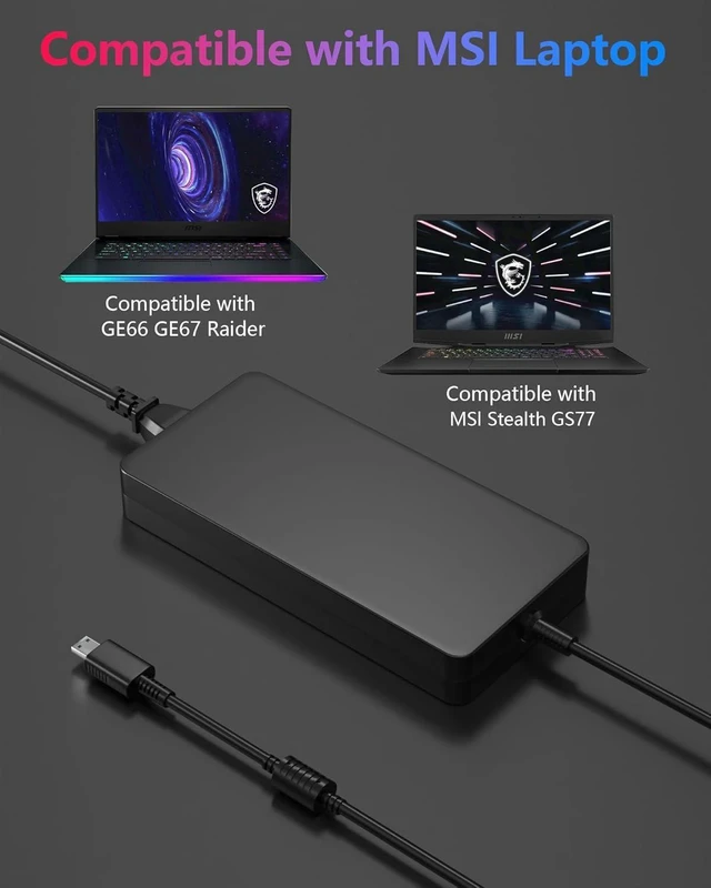 Alt view image 11 of 14 - 240W USB Tip 20V 12A Laptop Charger Compatible with MSI Stealth GS77/16 17 Studio, GE76 GE66 Raider 11UE, Vector GP66 GP76, Creator Z16 Z16P Z17 MS-17K3 A20-240P2A AC Adapter Power Supply Cord