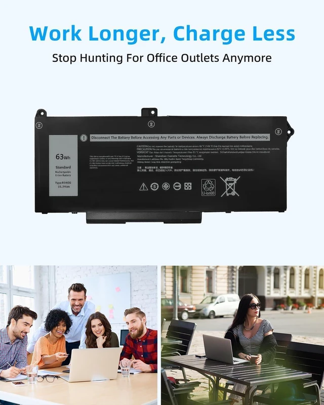 Alt view image 12 of 14 - 63Wh RJ40G 4-Cell Laptop Battery Replacement for Dell Latitude 15 5520 Latitude 14 5420 Precision 15 3560 Series M033W 01K2CF 075X16 15.2V 3941mAh High Performance