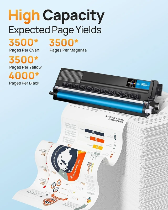 Alt view image 10 of 14 - E-Z Ink Compatible Toner Cartridge Replacement for Brother TN336 Toner Cartridges TN331 TN-336 TN-331 TN315 to Use with MFC-L8850CDW HL-L8350CDW MFC-L8600CDW HL-4150CDN MFC-9970CDW (BCMY, 4 Pack)