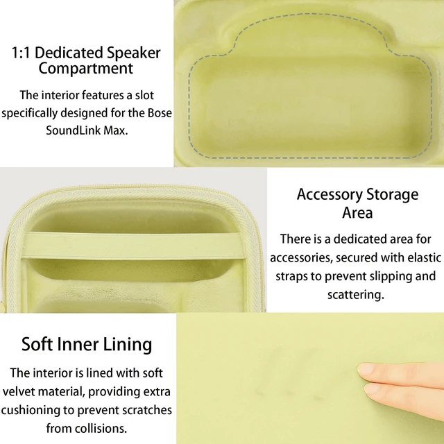 Alt view image 8 of 10 - for Bose SoundLink Max Portable Speaker Hard Protective Case, Portable Travel Case with Shoulder Strap and Handle (Citrus Yellow Case) - co2CREA