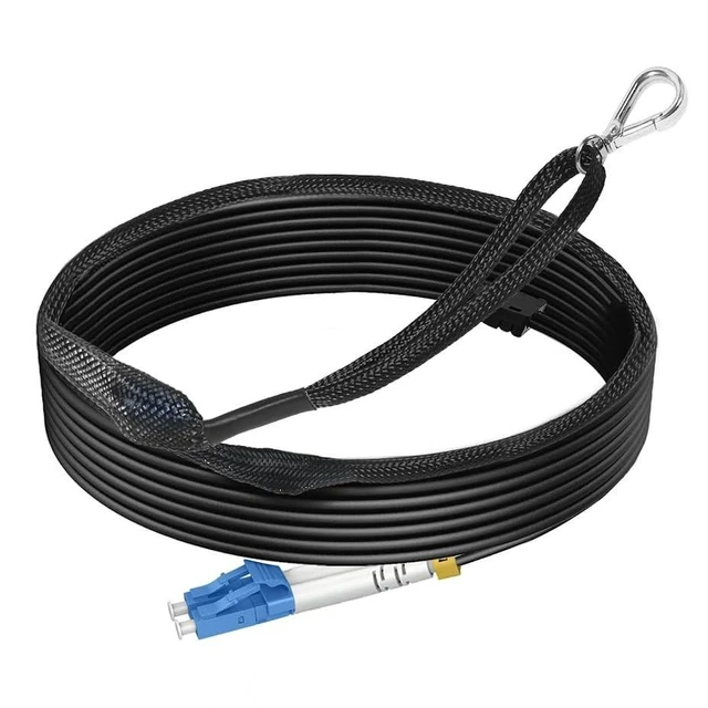 Alt view image 6 of 10 - RamboCables 98ft/30m OS2 Industrial TPU SM Single Mode LC to LC Fiber Optic Patch Cable Outdoor Armored, 10GB Duplex 9/125um with Pulling Eye Kit, OD 3MM,