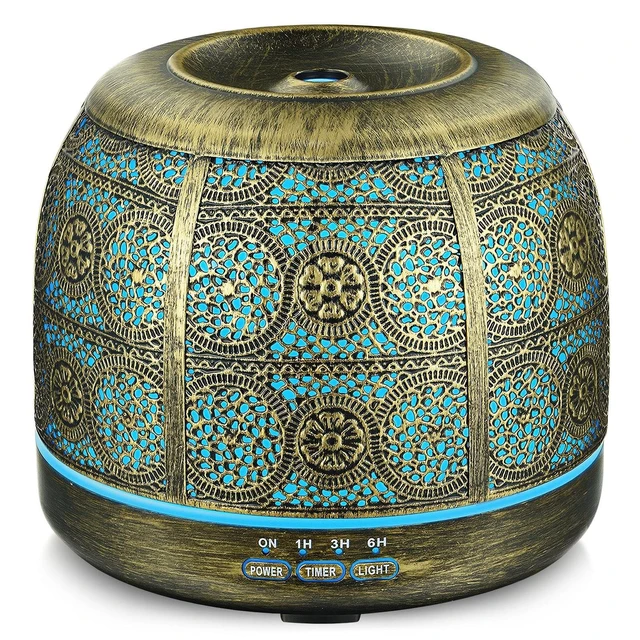 Alt view image 8 of 14 - Essential Oil Diffuser, 500ml Aromatherapy Diffuser for Home, Ultrasonic Diffusers for Essential Oils, Metal Oil Diffuser with Mist Timer and Color Mood Light, Gift for Women and Men