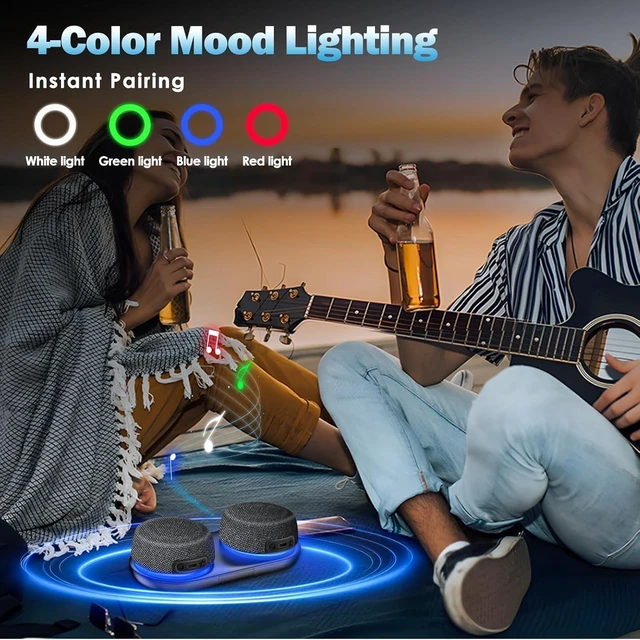 Alt view image 12 of 14 - Bluetooth Speaker Set with Magnetic Base for Multi Room, TWS Stereo Sound with RGB Lights, 10H Playtime, Dual Bluetooth 5.4 Portable Wireless Speaker for TV,Home Theater, Outdoor, Meeting