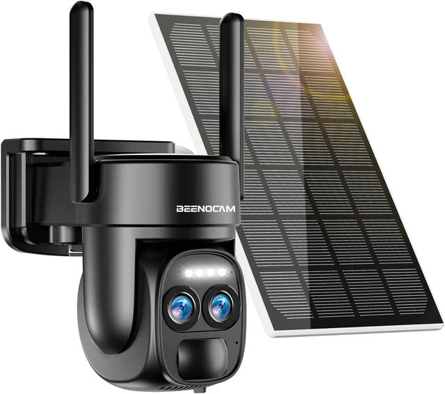 Alt view image 8 of 14 - 4K Dual Lens Solar Security Cameras Wireless Outdoor, 2.4G/5Ghz WiFi 6 Security Camera, 355° Pan/Tilt Home Security Camera with 8MP Color Night Vision, PIR Motion Detection, Auto Tracking, Alexa