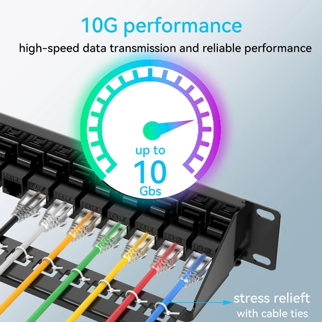 Alt view image 10 of 12 - Patch Panel 24 Port Cat6 with Coupler Keystone, Cat6 Network Patch Panel 10G No Punch Down, Time-Saver Ethernet 1U Rj45 Panel with Sturdy Back Bar, 19 Inch Coupler Network Panel