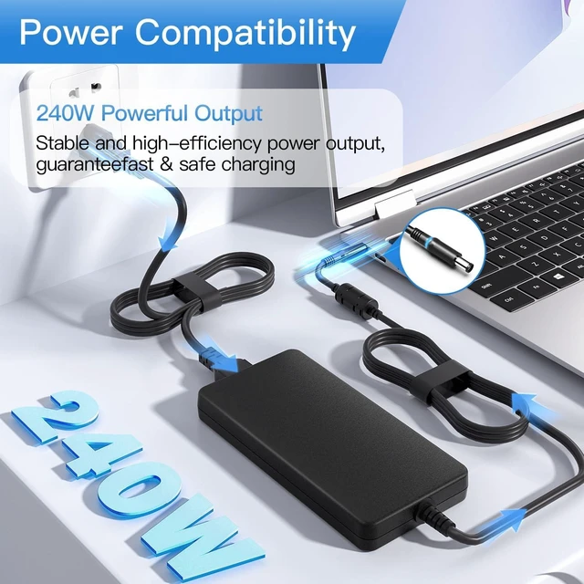 Alt view image 11 of 14 - 240W 19.5V12.3A AC Charger Fit for Dell Alienware 15 17 R1 R2 R3 R4 R5 M15 M17 M11X M14X M17X G3 G5 G71 Precision 7710 7540 M6400 M6500 M6700 M6800 M4300 Laptop Power Supply Cord