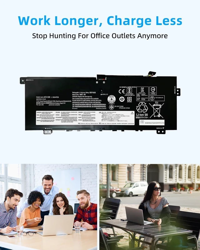 Alt view image 12 of 14 - 51Wh ASODI L18M4PE0 L18L4PE0 Laptop Battery Replacement for Lenovo Yoga C740-14IML Series 5B10W67296 5B10U40209 5B10U40210 5B10W67185 7.72V 6610mAh High Performance