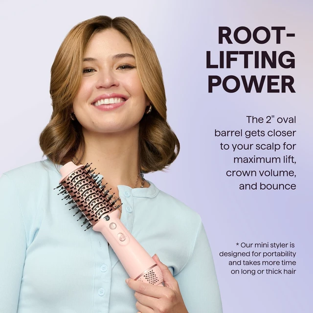 Alt view image 11 of 14 - Dual Voltage Hair Dryer Brush for Europe and International Travel, 110V-240V Mini Jet Brush, Ionic Hair Dryer Brush Reduces Damage, Anti-Frizz Straight Hair, Curls and Blowouts, Volumizing