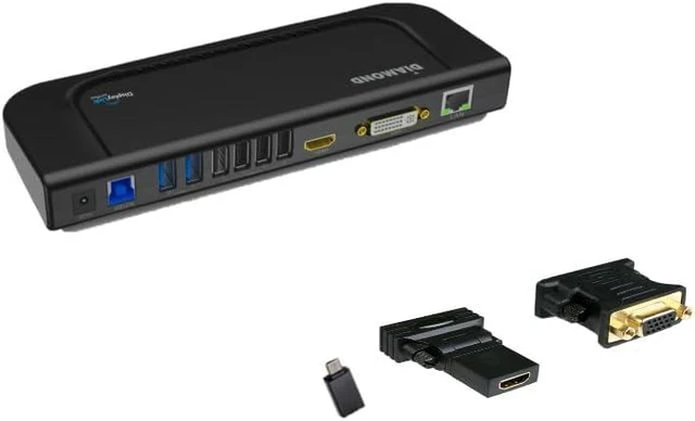Alt view image 8 of 14 - Diamond Multimedia Dual Video Output, USB 3.0/2.0 Universal Docking Station with Gigabit Ethernet, HDMI, DVI, Audio for Windows 11, MacOS and Android 5.0+. Display Link Certified DL-3900 Chip