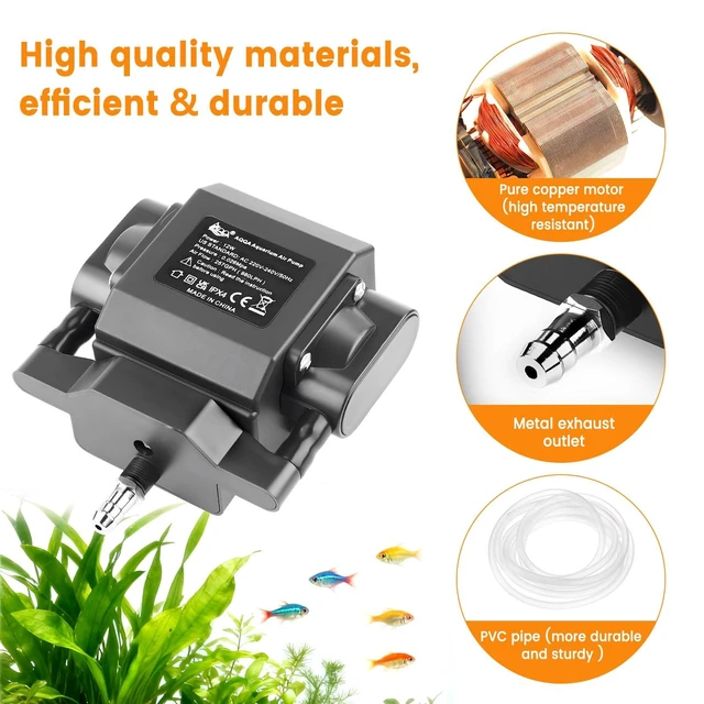 Alt view image 11 of 14 - Aquarium Air Pump Powerful Oxygen Pump Fish Tank Aerator Bubbler Adjustable High Pressure Commercial Air Pump with 4 Air Outlets & All Accessories for Pond Hydroponic Up to 1000Gal (18W,400GPH)