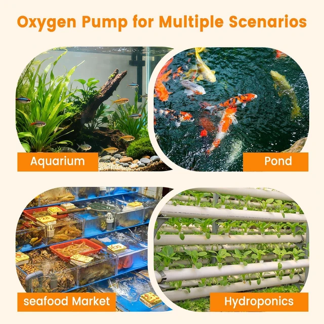 Alt view image 14 of 14 - Aquarium Air Pump Powerful Oxygen Pump Fish Tank Aerator Bubbler Adjustable High Pressure Commercial Air Pump with 4 Air Outlets & All Accessories for Pond Hydroponic Up to 1000Gal (18W,400GPH)