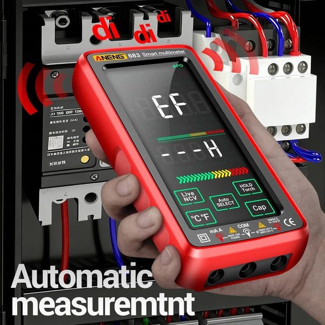 Alt view image 12 of 14 - Smart Multimeter, Digital Multimeter Tester with Touch Screen 6000 Counts Auto Ranging Rechargeable A Reverse Display NCV Tester with Flashlight for Electricians, DIY (Red)