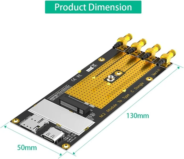 Alt view image 12 of 14 - JMT M.2 B Key 3G/4G/5G Module to USB-C USB 3.0 Adapter with Nano SIM Card Slot Compatible with RM500Q RM500U GM800 SIM8200 Module (with Antennas)