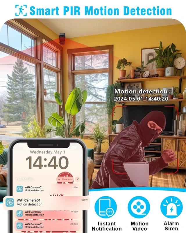 Alt view image 8 of 10 - LAIFUCAM WiFi Spy Hidden Camera Wireless 4K Small Nanny Cam Indoor Home Security Video Camera with 120 Days Standby Battery Life Phone APP Motion Detection Night Vision