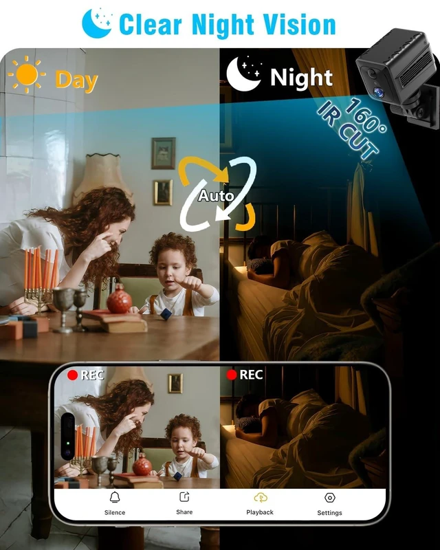 Alt view image 9 of 10 - LAIFUCAM WiFi Spy Hidden Camera Wireless 4K Small Nanny Cam Indoor Home Security Video Camera with 120 Days Standby Battery Life Phone APP Motion Detection Night Vision