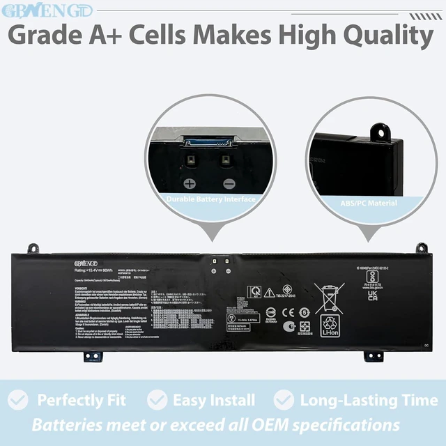Alt view image 10 of 14 - C41N2013 C41N2013-1 Laptop Battery Replacement for Asus ROG Strix Scar 15 G533 Scar17 G733 G17 G713 G15 G513 Zephyrus M16 GU603 G15 GA503 TUF Gaming F15 FX507 A17 FA707 Series