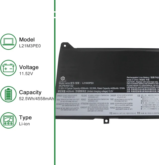 Alt view image 7 of 10 - L21M3PE0 Laptop Battery Replacement for Lenovo IdeaPad Flex 5 14ABR8 14ALC7 14IAU7 14IRU8 16ABR8 16IAU7 16IRU8 Series SB11F38041 5B11F38042 L21C3PE0 L21L3PE0 L21M3PE1 L21B3PE0 11.52V 52.5Wh