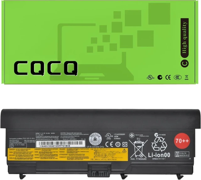 Alt view image 7 of 12 - CQCQ 70++ Laptop Battery for Lenovo ThinkPad T430 T420 T410 T530 T520 T510 W530 W520 W510 L430 L420 L412 L530 L520 L512 45N1011 45N1010 0A36302 0A36303 45N1006 45N1007 9-Cell 11.1V 94Wh