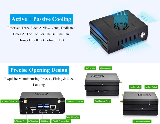 Alt view image 9 of 10 - Jetson Orin Aluminum Alloy Case with Official Cooling PWM Fan Compatible with Jetson Orin Nano Super Developer Kit/Orin Nano/Orin NX Kits, Mini-Computer Case, Camera Holder and Other Accessories
