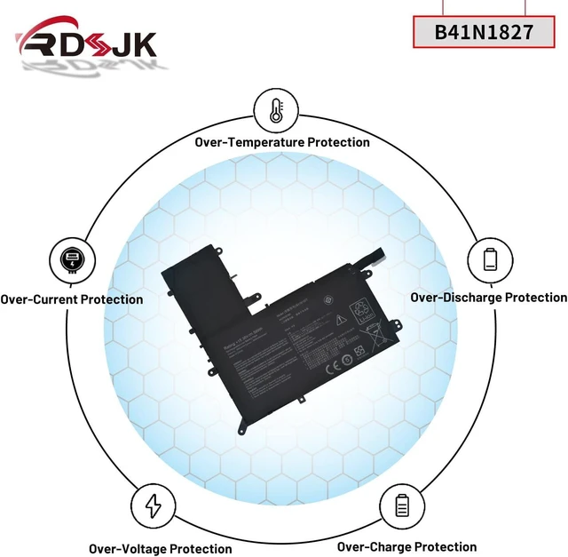 Alt view image 13 of 14 - B41N1827 Laptop Battery for ASUS ZenBook Flip 15 UX562 UX562IA UX562UG UX562FA UM562 UM562IA Q526FA Q526FAC Q526FA-BI7T10 Q507IQ UX562FA-AC010R UX562FA-AC094T UM562IA-EZ022T 0B200-03070200 15.36V 56Wh