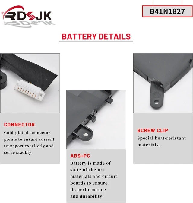 Alt view image 12 of 14 - B41N1827 Laptop Battery for ASUS ZenBook Flip 15 UX562 UX562IA UX562UG UX562FA UM562 UM562IA Q526FA Q526FAC Q526FA-BI7T10 Q507IQ UX562FA-AC010R UX562FA-AC094T UM562IA-EZ022T 0B200-03070200 15.36V 56Wh