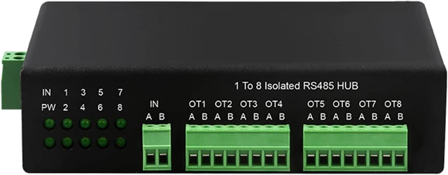 Alt view image 13 of 14 - RS485 Hub 1 to 8 Isolated Rs-485 Splitter 485 Sharer 1 in 8 Out Industrial Grade Optically Isolated Way 152.2Kbps Rs485 Connector Converter Way 1 to 8 Ports