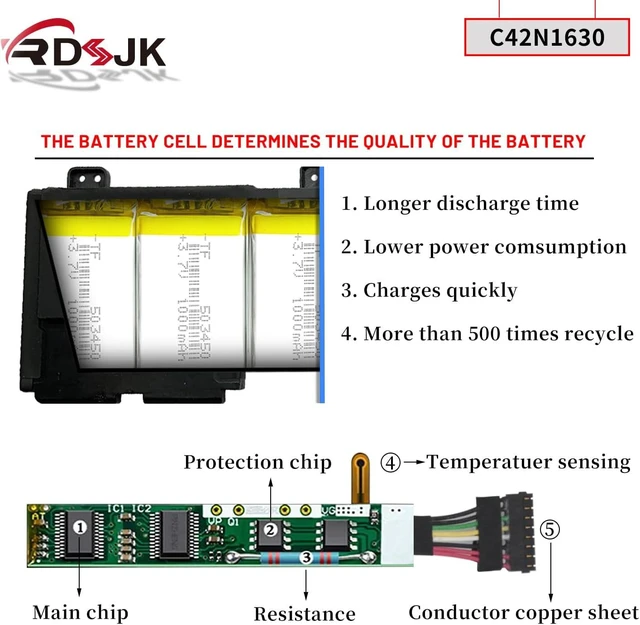 Alt view image 11 of 14 - C42N1630 Laptop Battery for ASUS Zenbook Pro UX550 UX550VE UX550VD UX550VD-7700 UX550VD-BN005T UX550VD-BN010T UX550VD-BN081T UX550VD-BN152T UX550VE-E3061T UX550VE-XH71 Series 0B200-02520000 15.4V 73Wh