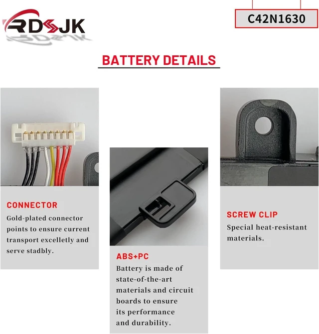 Alt view image 12 of 14 - C42N1630 Laptop Battery for ASUS Zenbook Pro UX550 UX550VE UX550VD UX550VD-7700 UX550VD-BN005T UX550VD-BN010T UX550VD-BN081T UX550VD-BN152T UX550VE-E3061T UX550VE-XH71 Series 0B200-02520000 15.4V 73Wh
