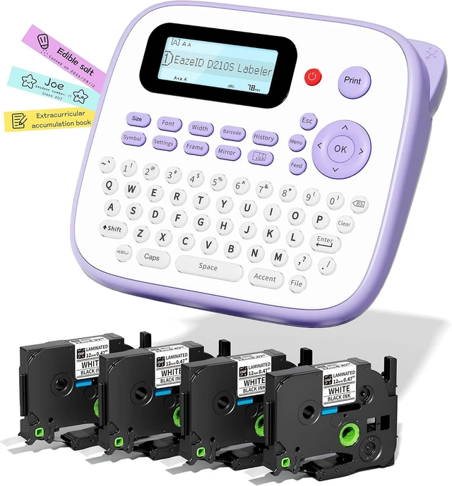 Alt view image 8 of 14 - D210S Label Maker Machine with Tapes, Label Maker Waterproof-Labels, Portable Labeler with 4PK Tapes Bundle 12mm 0.47 Laminated White, Wireless Labeling Machine for Jars Bottle School Supplies