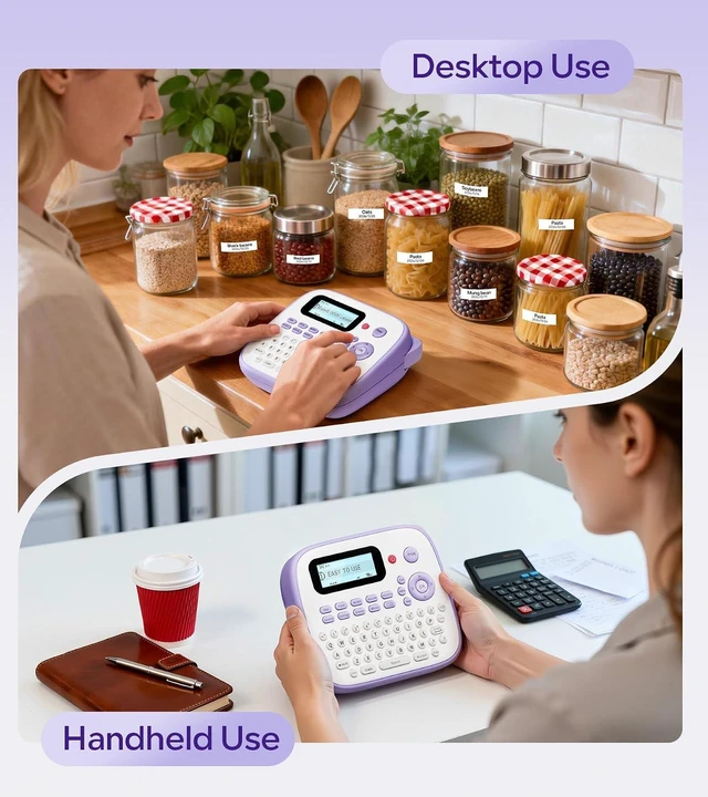 Alt view image 10 of 14 - D210S Label Maker Machine with Tapes, Label Maker Waterproof-Labels, Portable Labeler with 4PK Tapes Bundle 12mm 0.47 Laminated White, Wireless Labeling Machine for Jars Bottle School Supplies