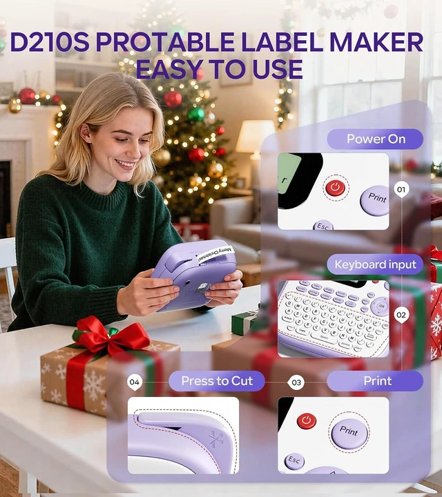 Alt view image 9 of 14 - D210S Label Maker Machine with Tapes, Label Maker Waterproof-Labels, Portable Labeler with 4PK Tapes Bundle 12mm 0.47 Laminated White, Wireless Labeling Machine for Jars Bottle School Supplies