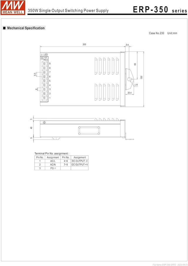 Alt view image 13 of 14 - Mean Well ERP-350-24 350.4W Single Output Switching Power Supply 24V/14.6A