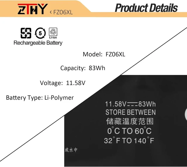 Alt view image 10 of 14 - FZ06XL M48025-005 Battery Replacement for HP Spectre X360 16-AA0000 16-F0000 2-in-1 16T-F0000 16-f1000nx 16-f2013dx, Envy 16-h0000 17-DA0000 16-h0011TX 16-h0795ng FZ06083XL M47636-2C1 TPN-DB0I 83Wh