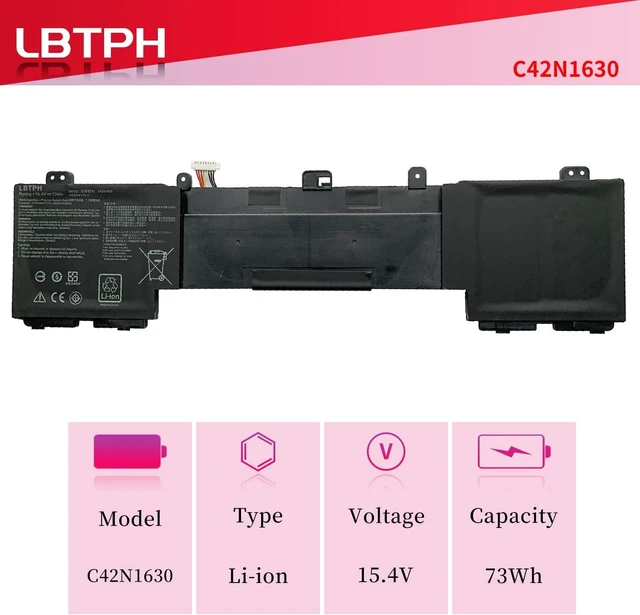Alt view image 9 of 14 - C42N1630 C42PHCH Laptop Battery Replacement for Asus Zenbook Pro UX550 UX550VD UX550VE UX550VE-1A UX550VE-BN013T XH71 Series 0B200-02520000 15.4V 73Wh 4790mAh